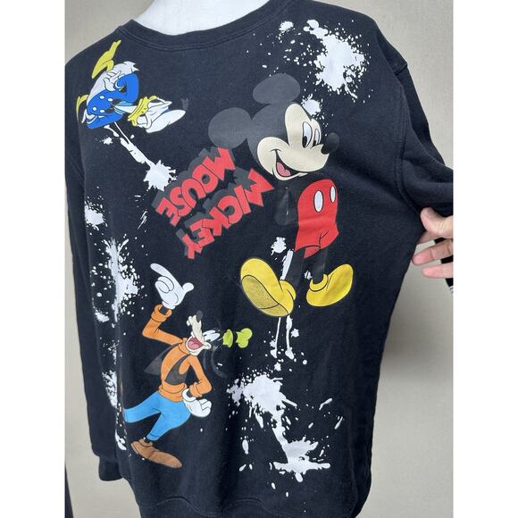 Disney Mickey Mouse & Friends Sweatshirt X-Large Black Cotton Blend Graphic - Picture 2 of 10